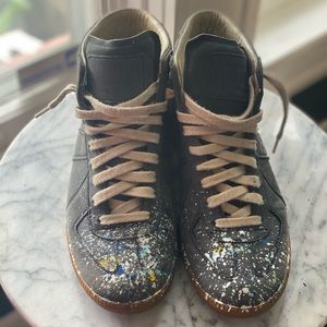 Maison Margiela Paint Splatter Leather Sneakers